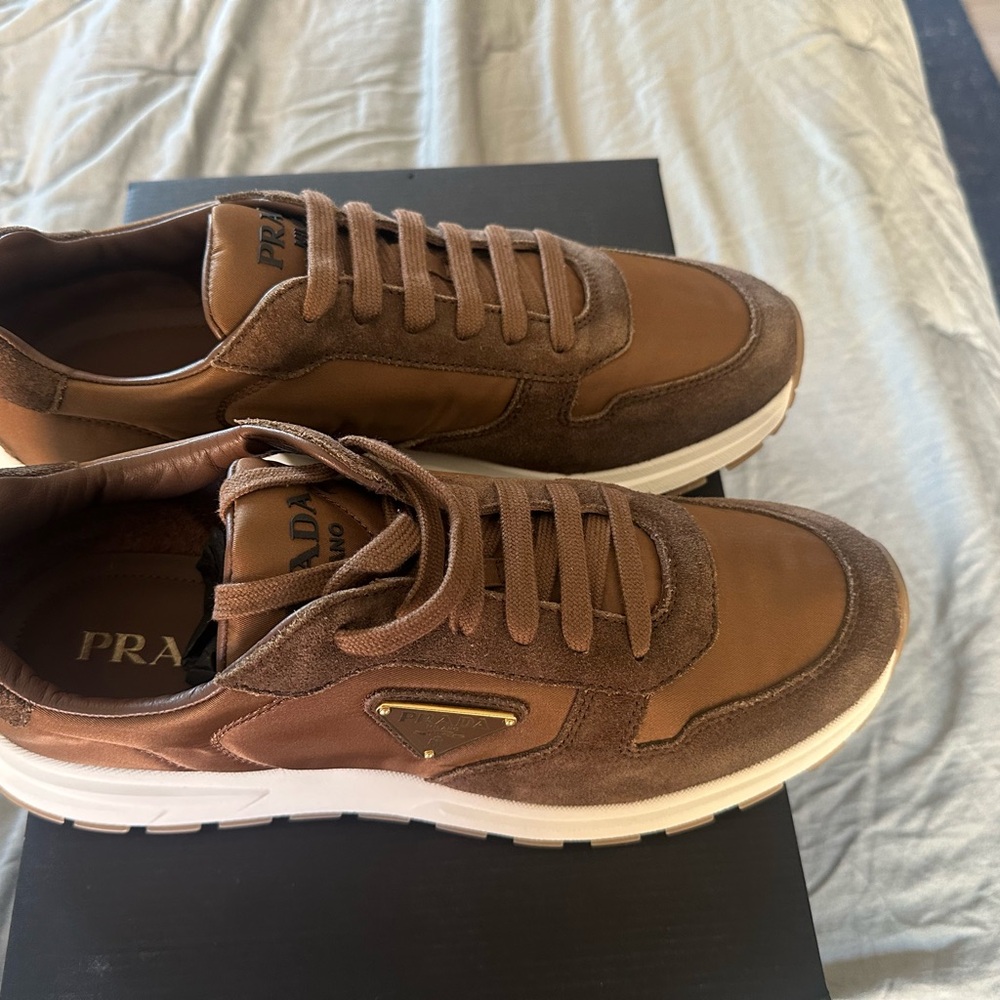 Prada Men’s Prax 01 Suede and Re Nylon Sneaker - Picture 2 of 9